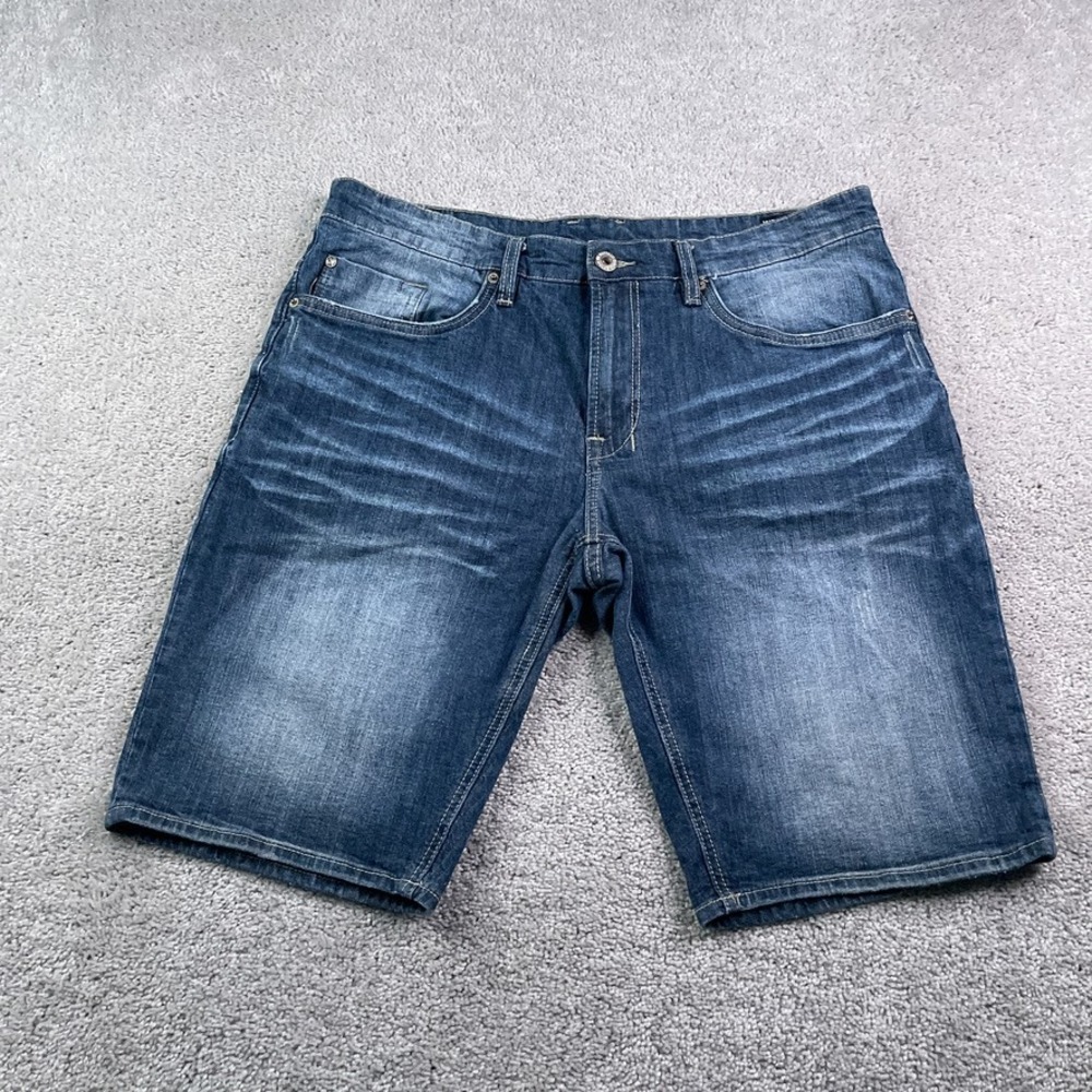 Buffalo David Bitton‎ Shorts Mens 36 Blue Six-X Basic Stretch Denim Whiskered
